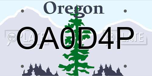 OA0D4P Oregon License Plate