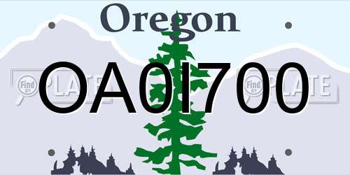 OA0I700 Oregon License Plate