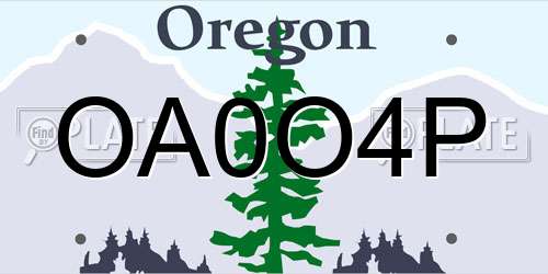 OA0O4P Oregon License Plate