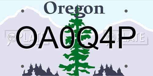 OA0Q4P Oregon License Plate