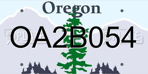 OA2B054 Oregon License Plate