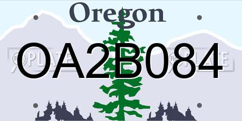 OA2B084 Oregon License Plate