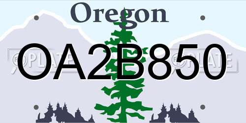 OA2B850 Oregon License Plate
