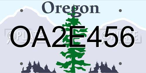 OA2E456 Oregon License Plate