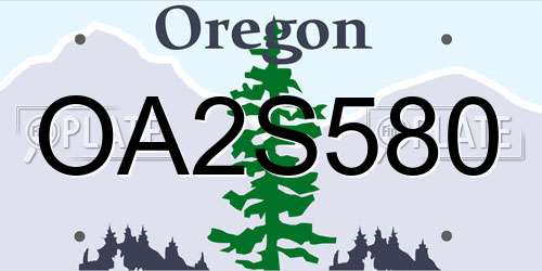 OA2S580 Oregon License Plate