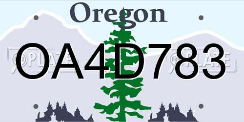 OA4D783 Oregon License Plate