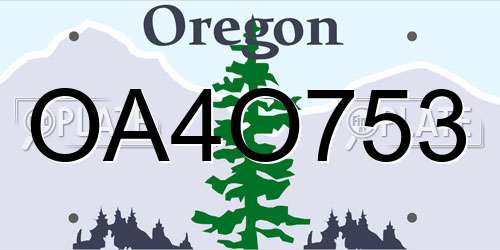 OA4O753 Oregon License Plate