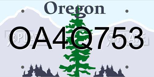 OA4Q753 Oregon License Plate