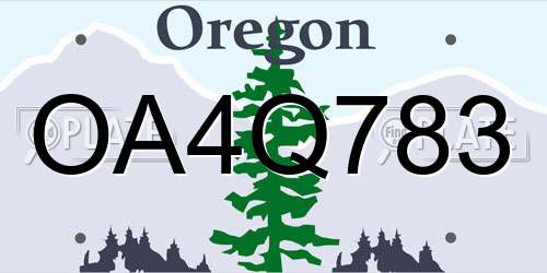 OA4Q783 Oregon License Plate