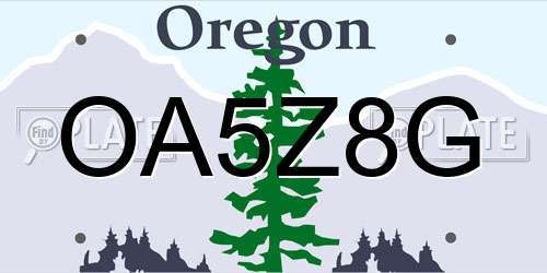OA5Z8G Oregon License Plate