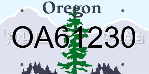 OA61230 Oregon License Plate