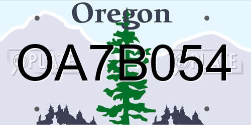 OA7B054 Oregon License Plate