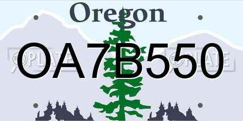 OA7B550 Oregon License Plate