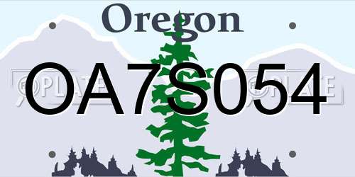 OA7S054 Oregon License Plate