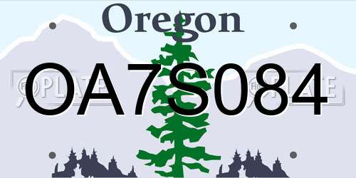 OA7S084 Oregon License Plate