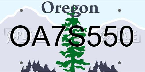 OA7S550 Oregon License Plate