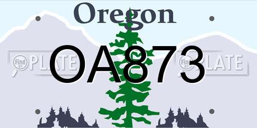 OA873 Oregon License Plate