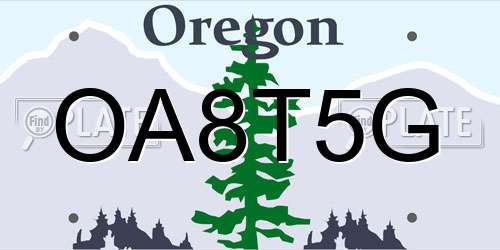 OA8T5G Oregon License Plate