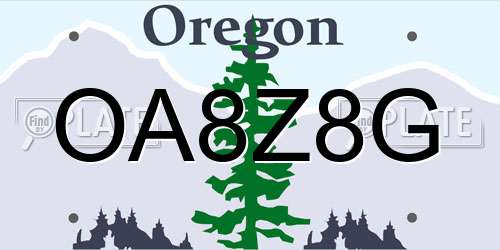 OA8Z8G Oregon License Plate