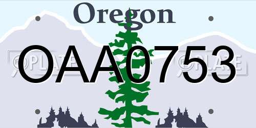 OAA0753 Oregon License Plate