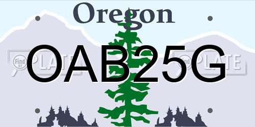 OAB25G Oregon License Plate