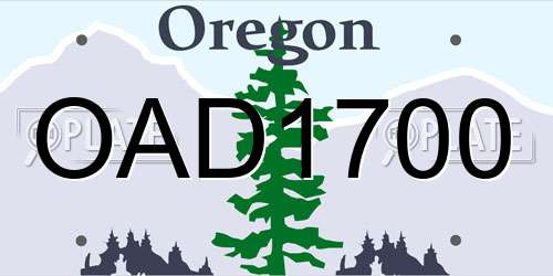 OAD1700 Oregon License Plate