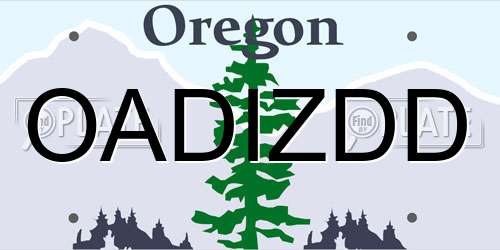 OADIZDD Oregon License Plate