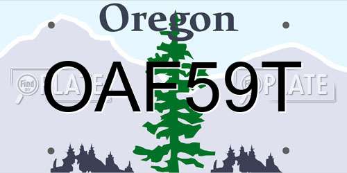OAF59T Oregon License Plate