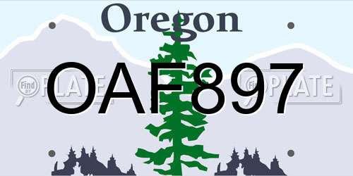 OAF897 Oregon License Plate
