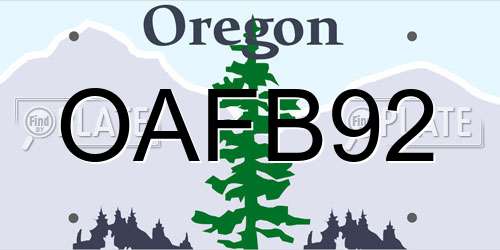 OAFB92 Oregon License Plate