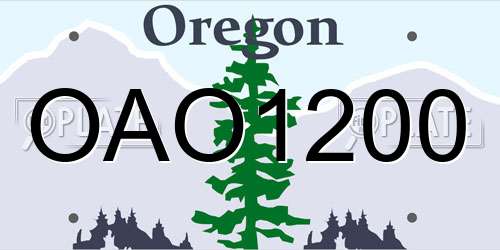 OAO1200 Oregon License Plate