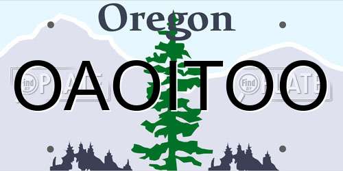 OAOITOO Oregon License Plate