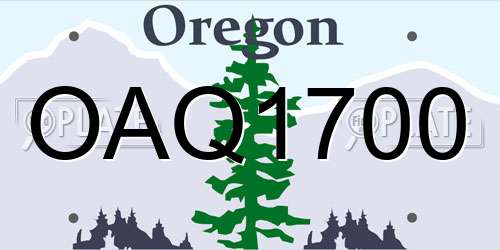 OAQ1700 Oregon License Plate