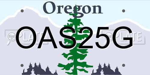 OAS25G Oregon License Plate