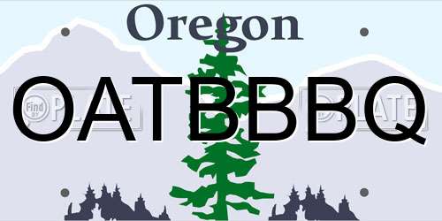 OATBBBQ Oregon License Plate