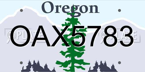OAX5783 Oregon License Plate