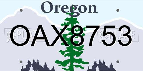 OAX8753 Oregon License Plate