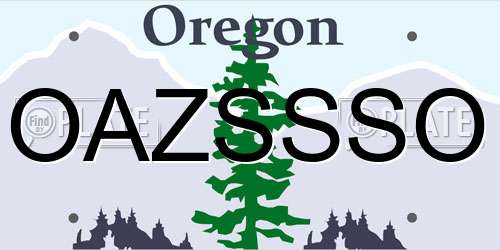 OAZSSSO Oregon License Plate