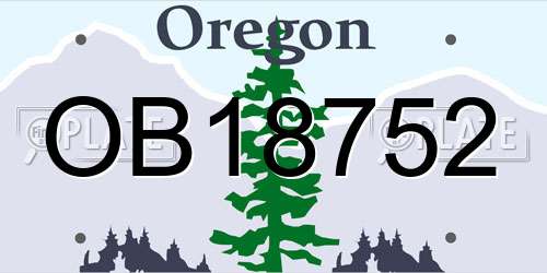 OB18752 Oregon License Plate