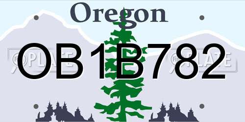 OB1B782 Oregon License Plate