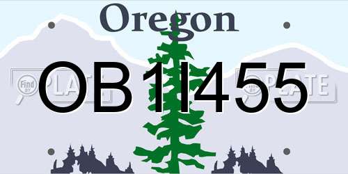 OB1I455 Oregon License Plate