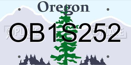 OB1S252 Oregon License Plate
