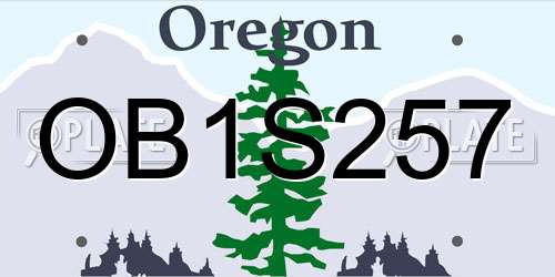 OB1S257 Oregon License Plate
