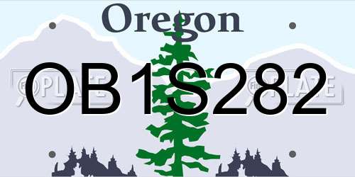 OB1S282 Oregon License Plate