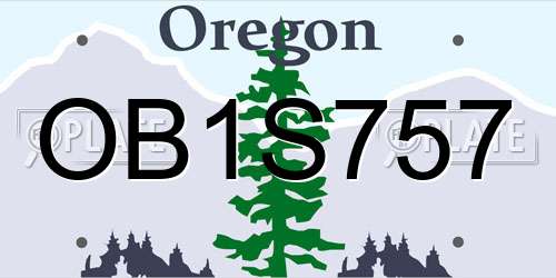 OB1S757 Oregon License Plate