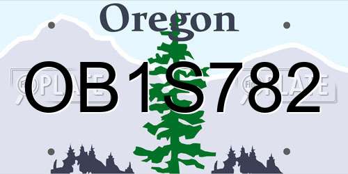 OB1S782 Oregon License Plate