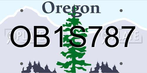 OB1S787 Oregon License Plate