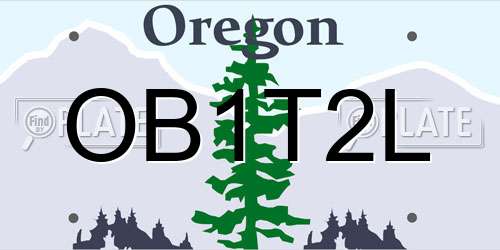 OB1T2L Oregon License Plate