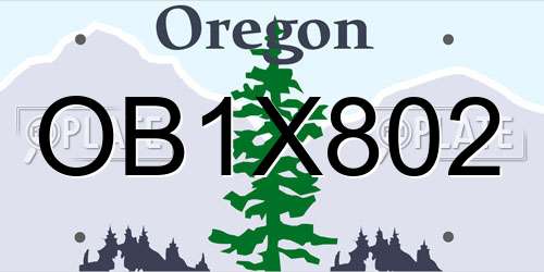 OB1X802 Oregon License Plate
