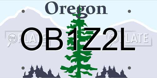 OB1Z2L Oregon License Plate